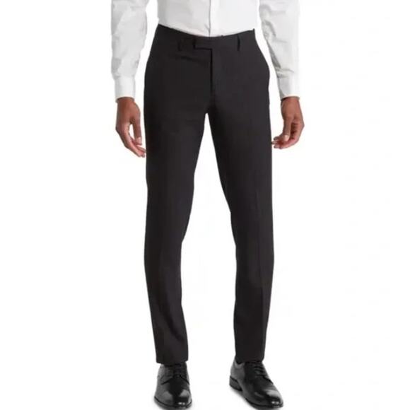 SOUL OF LONDON Men's Flat Front Stretch Dress Pants 43R Black NWOT - Picture 1 of 10